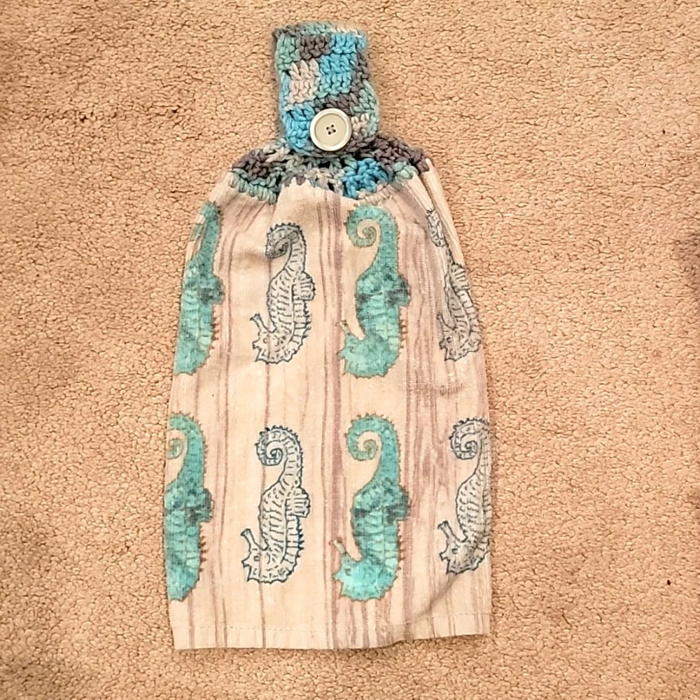 Handmade Hanging Hand Towel - Seahorse